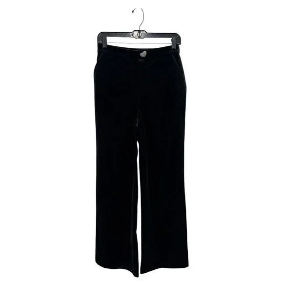 AVEC LES FILLES Women Black Velvet Dress Pants 2 - Picture 3 of 7